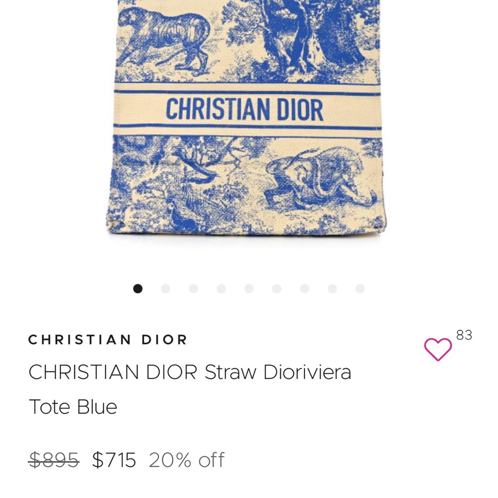 CHRISTIAN DIOR Straw Dioriviera Tote Blue - Picture 3 of 9